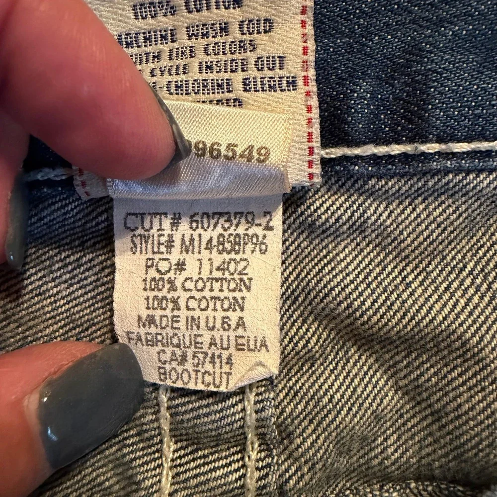 True Religion Mens Section Boot Cut Jeans 38 Blue Thick Stitch Made in USA